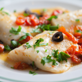 Filetes de pescado a la plancha con salsa de jitomate